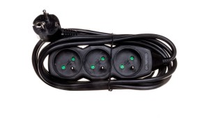Przedłużacz 3-gniazda z/u 3m /H05VV-F 3G1/ czarny PC0313