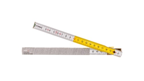 Miara składana drewniana 1 m, biało-żółta