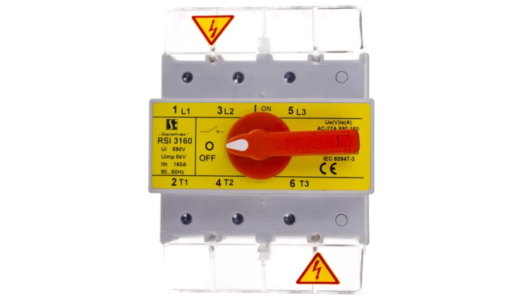 Rozłącznik izolacyjny 3P 160A z pokretłem na rozłączniku RSI-3160W03