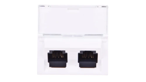 MOSAIC Gniazdo komputerowe podwójne RJ45 kat.6 UTP 2M 45st białe 076504