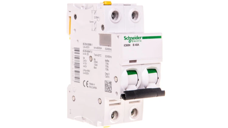 Wyłącznik nadprądowy 2P B 40A 6kA AC iC60N-B40-2 A9F03240