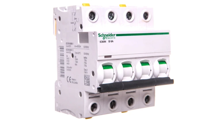 Wyłącznik nadprądowy 4P B 6A 6kA AC iC60N-B6-4 A9F03406