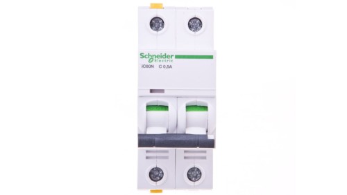 Wyłącznik nadprądowy 2P C 0,5A 6kA AC iC60N-C0,5-2 A9F04270