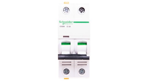 Wyłącznik nadprądowy 2P D 3A 6kA AC iC60N-D3-2 A9F05203