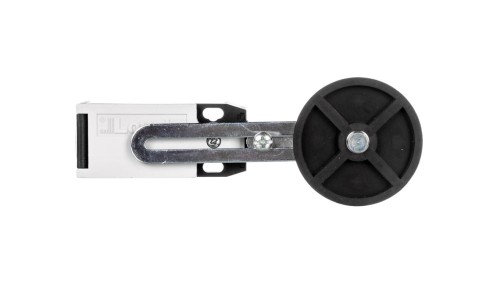 Wyłącznik krańcowy dźwignia regulowana z rolką, rolka gumowa 50x10mm, obudowa z tworzywa, 1R 1Z zestyki migowe KBF3S11