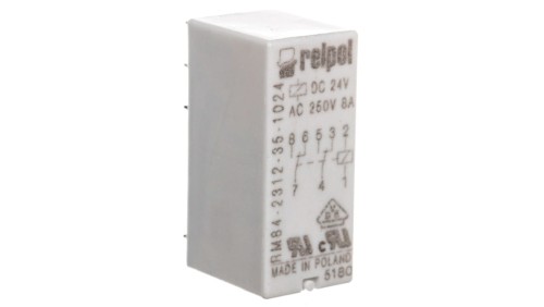Przekaźnik miniaturowy 2P 8A 24V DC PCB AgNi/Au RM84-2312-35-1024 600388