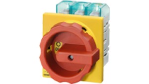 Rozłącznik główny/awaryjny 3P 63A 22kW AC23A 400V montaż tablicowy pokrętło żółto-czerwone 4 otwory 3LD2504-0TK53