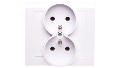 KIER Gniazdo podwójne z/u białe GP-2WZ/00