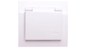 KIER Gniazdo bryzgoszczelne z/u IP44 klapka przezroczysta białe GPH-1WZ/00/w