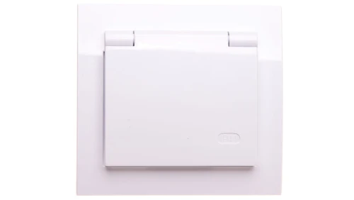 KIER Gniazdo bryzgoszczelne z/u IP44 klapka przezroczysta białe GPH-1WZ/00/w