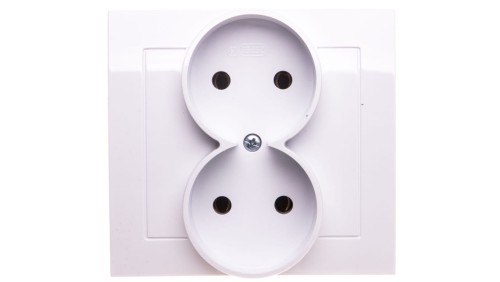 KIER Gniazdo podwójne b/u białe GP-2W/00