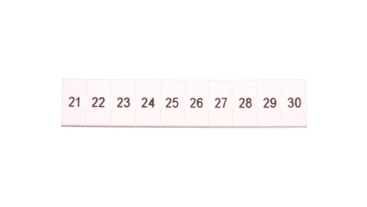 Oznacznik do złącz szynowych, opisówka ZB 5 numerowana od 21-30 kolor biały /10szt./