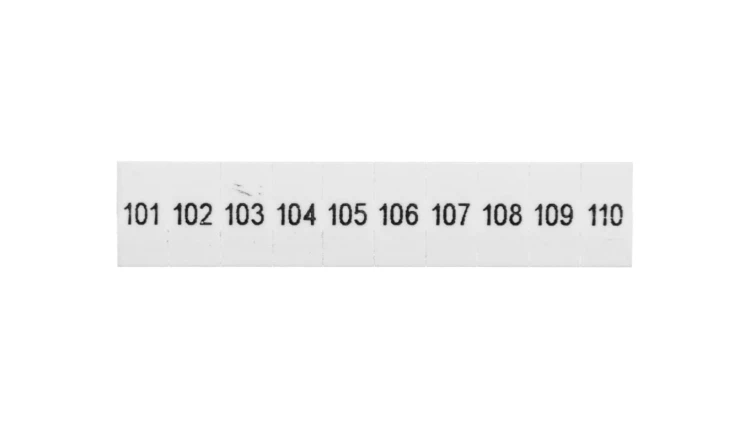Oznacznik do złącz szynowych, opisówka ZB 5 numerowana od 101-110 kolor biały /10szt./