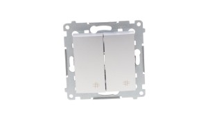 Simon 54 Łącznik krzyżowy podwójny 10A 230V IP20, szybkozłącza, srebrny mat DW7/2.01/43