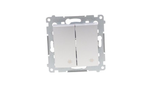 Simon 54 Łącznik krzyżowy podwójny 10A 230V IP20, szybkozłącza, srebrny mat DW7/2.01/43