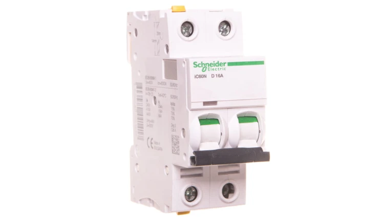 Wyłącznik nadprądowy 2P D 16A 6kA AC iC60N-D16-2 A9F05216