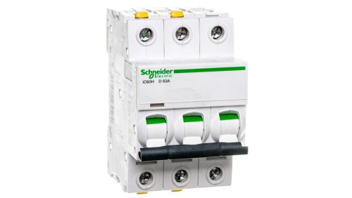 Wyłącznik nadprądowy 3P D 63A 10kA AC iC60H-D63-3 A9F08363
