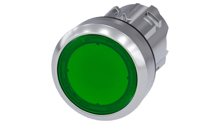 Napęd przycisku 22mm zielony z podświetleniem z samopowrotem metalowy IP69k SIRIUS ACT 3SU1051-0AB40-0AA0