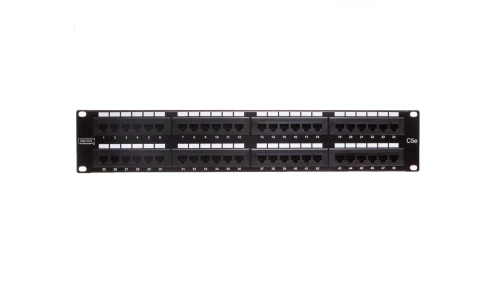 Patch panel kompletny 19 cali 48x RJ45 U/UTP kat. 5e 2U czarny (RAL 9005) DN-91548U