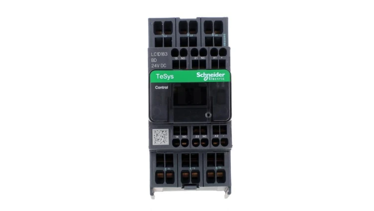 TeSys Deca Stycznik mocy I= 18A AC-3 styki pomocniczy 1R + 1Z napięcie cewki 24 V DC LC1D183BD