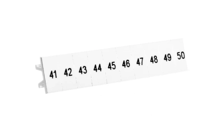 Oznacznik do złącz szynowych, opisówka ZB 5 numerowana od 41-50 kolor biały /10sztuk/