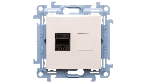Simon 10 Gniazdo komputerowe pojedyncze RJ45 kat.5e kremowe C51.01/41
