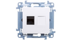 Simon 10 Gniazdo komputerowe pojedyncze RJ45 kat.6 biały C61.01/11