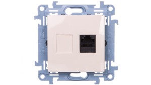 Simon 10 Gniazdo komputerowe pojedyncze RJ45 kat.6 kremowy C61.01/41