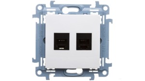 Simon 10 Gniazdo telefoniczne podwójne RJ12 biały CT2.01/11