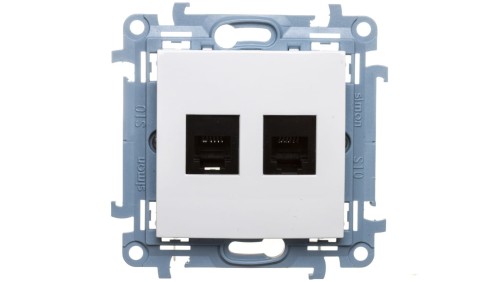 Simon 10 Gniazdo telefoniczne podwójne RJ12 biały CT2.01/11