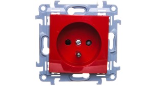 Simon 10 Gniazdo pojedyncze z/u z przesłonami czerwone 16A 250V IP20 CGZ1Z.01/22