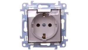 Simon 10 Gniazdo pojedyncze SCHUKO z uszczelką klapka transparetna biała 16A 250V IP44 CGSZ1B.01/11A