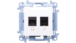 Simon 10 Gniazdo RJ45 kat 6 + gniazdo telefoniczne RJ12 białe C6T.01/11