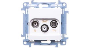 Simon 10 Gniazdo antenowe R-TV-SAT przelotowe białe IP20 CASP.01/11