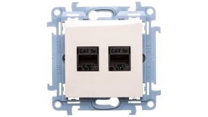Simon 10 Gniazdo komputerowe podwójne 2xRJ45 kat.5e kremowe C52.01/41