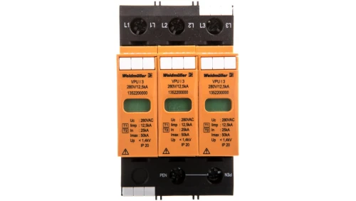Ogranicznik przepięć Typ T1+T2 3P 12,5kA 1,4kV 280V VPU I 3 280V/12,5KA 1352200000
