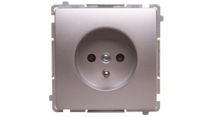 Simon Basic Gniazdo wtyczkowe z uziemieniem z przesłonami torów 16A 250V srebrny mat BMGZ1z.01/43