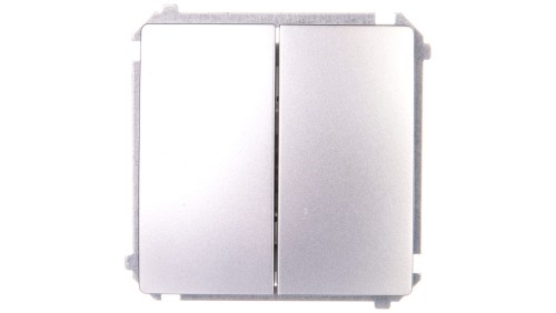 Simon Basic Przycisk podwójny zwierny, dwuobwodowy: 2 we+2wy 16AX 250V, szybkozłącza, srebrny mat BMP2.01/43