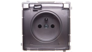 Simon Basic Gniazdo pojedyncze z/u bryzgoszczelne IP44 16A 250V srebrny mat BMGZ1B.01/43A