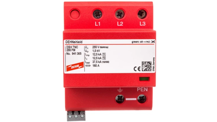 Ogranicznik przepięć Typ T1+T2 3P 12,5/37,5kA 1,5kV DEHNshield TNC 255 FM 941305