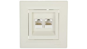 ASFORA Gniazdo komputerowe podwójne 2xRJ45 kat.5e kremowe EPH4400123