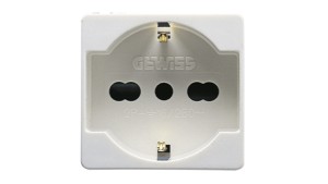 Gniazdo 2P+E standard włoski/niemiecki 16A 250V białe GW20246