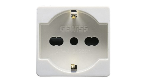 Gniazdo 2P+E standard włoski/niemiecki 16A 250V białe GW20246