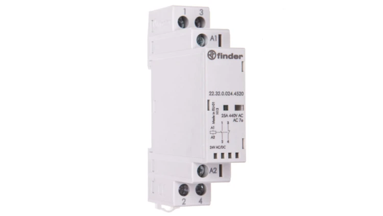 Stycznik modułowy 1Z 1R 25A 24V AC/DC, wskaźnik zadziałania + LED, 17,5mm 22.32.0.024.4520