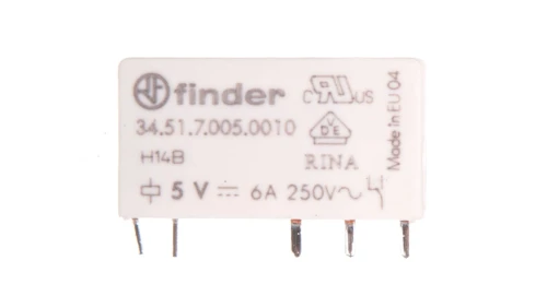 Wąski przekaźnik elektromagnetyczny 1P 6A 5V DC do płytki drukowanej 34.51.7.005.0010