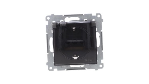 Simon 54 Gniazdo Schuko do wersji IP44 z przesłonami z uszczelką klapka transparentna antracyt DGSZ1BZ.01/48A