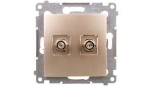 Simon 54 Gniazdo antenowe podwójne typu F złoty mat DASF2.01/44