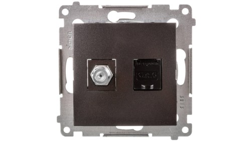 Simon 54 Gniazdo antenowe i komputerowe typu F i RJ45 kat.6 antracyt DASFRJ45.01/48