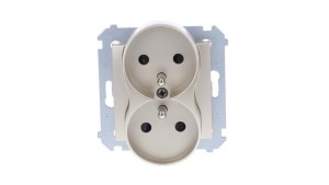 Simon 54 Nature Gniazdo podwójne z/u 16A 250V z przesłonami złoty DGZ2MZN.01/44
