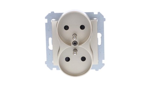 Simon 54 Nature Gniazdo podwójne z/u 16A 250V z przesłonami złoty DGZ2MZN.01/44